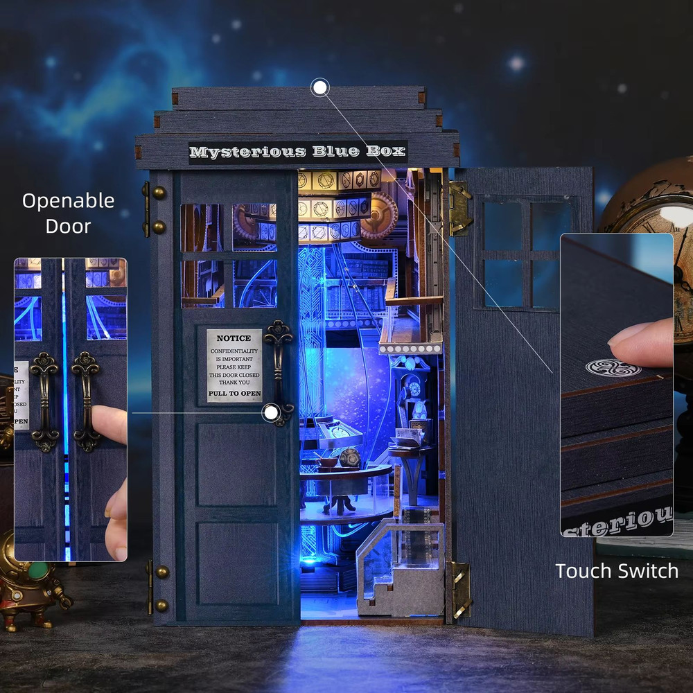Doctor Who TARDIS Book Nook Kit 3D DIY Wooden Puzzle Bookshelf Insert Handmade Model Decoration 2