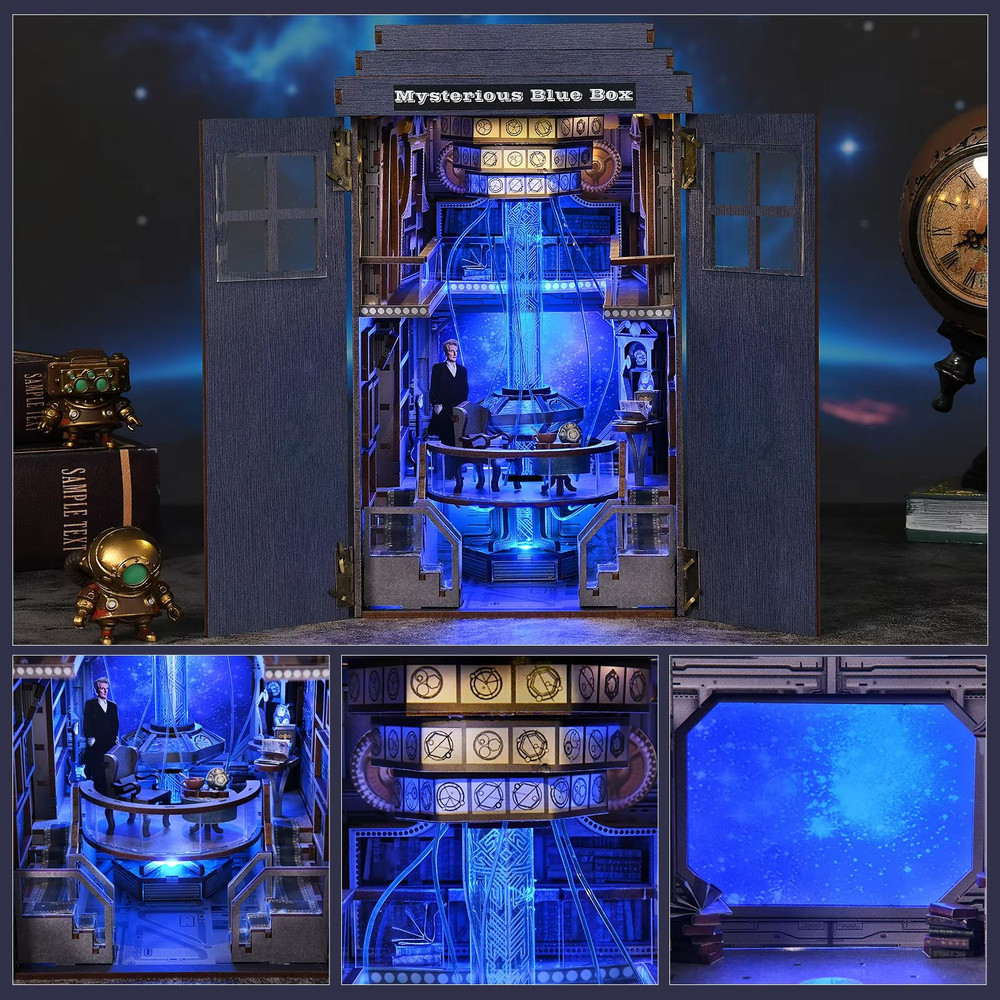 Doctor Who TARDIS Book Nook Kit 3D DIY Wooden Puzzle Bookshelf Insert Handmade Model Decoration 3