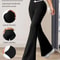Womens High Waisted Slim Fit Flared Pants Lightweight Wide Leg Black Trousers For Spring Summer 0