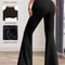 Womens High Waisted Slim Fit Flared Pants Lightweight Wide Leg Black Trousers For Spring Summer 1