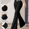 Womens High Waisted Slim Fit Flared Pants Lightweight Wide Leg Black Trousers For Spring Summer 6