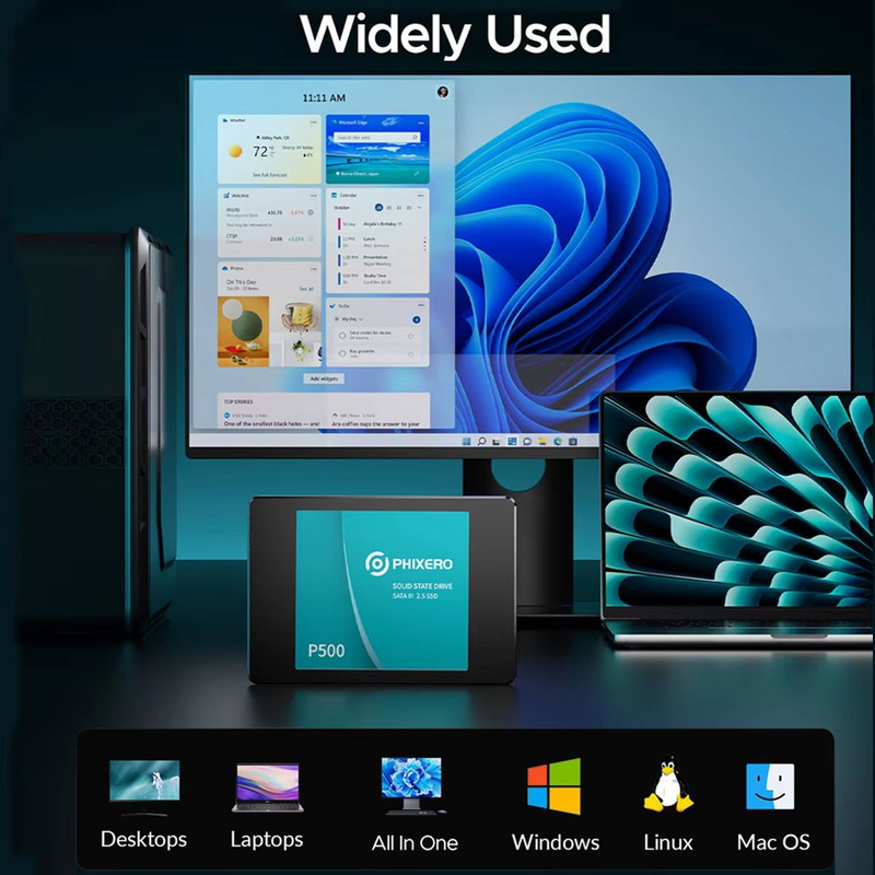 PHIXERO 25 SATA SSD Internal Hard Drive HighSpeed Solid State Drive For Laptop PC 128GB To 4TB 5