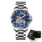 GLENAW Rotating Earth Automatic Mechanical Watch Double Second Hand Mens Luxury Wristwatch With St 9