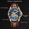 GLENAW Rotating Earth Automatic Mechanical Watch Double Second Hand Mens Luxury Wristwatch With St 4