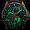 GLENAW Rotating Earth Automatic Mechanical Watch Double Second Hand Mens Luxury Wristwatch With St 5