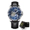 GLENAW Rotating Earth Automatic Mechanical Watch Double Second Hand Mens Luxury Wristwatch With St 7