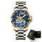 GLENAW Rotating Earth Automatic Mechanical Watch Double Second Hand Mens Luxury Wristwatch With St 8