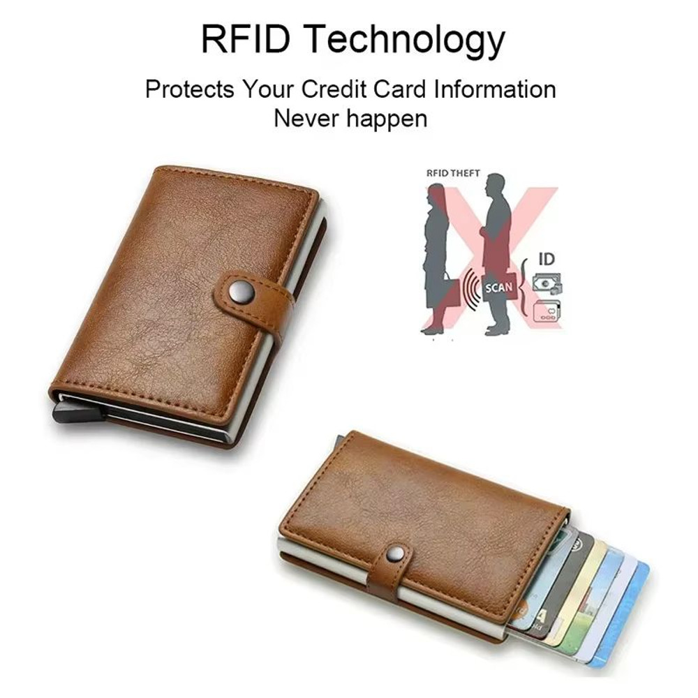 Carbon Fiber RFID Wallet Slim Minimalist Metal Credit Card Holder For Men 4