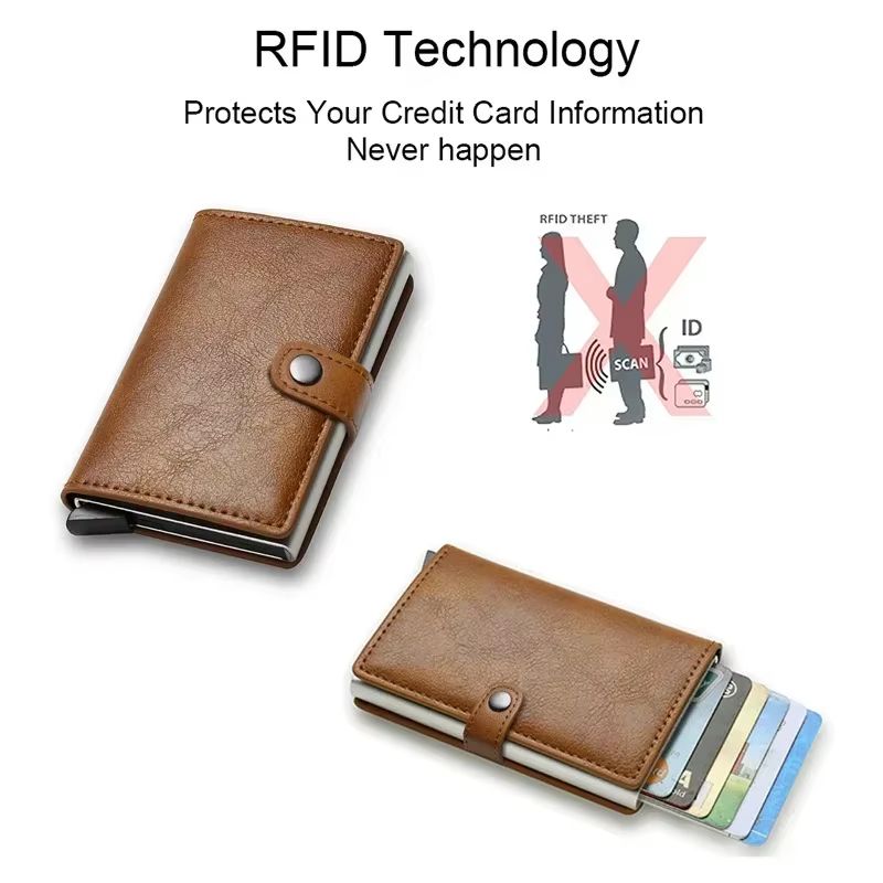 Carbon Fiber RFID Wallet Slim Minimalist Metal Credit Card Holder For Men 4