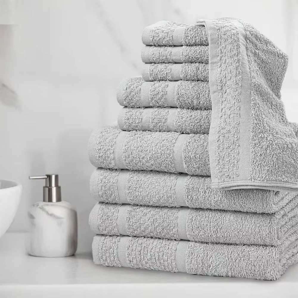 10Piece Grey Towel Set Ultra Soft Durable Absorbent Bathroom Essentials 2