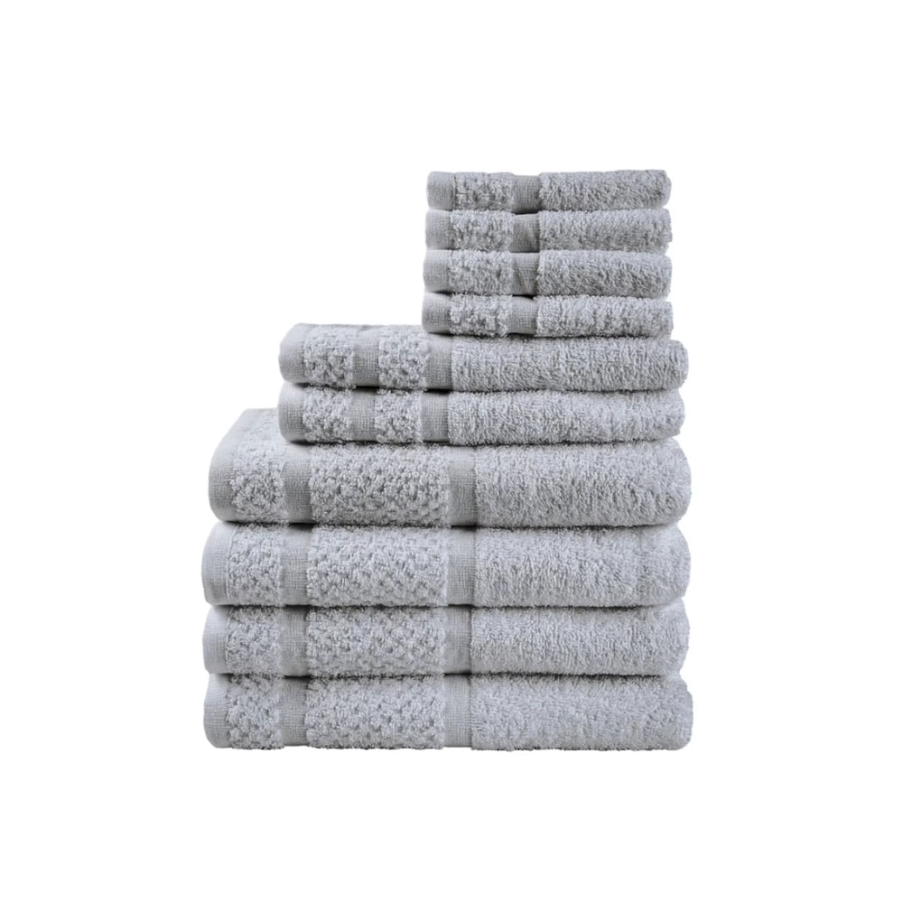 10Piece Grey Towel Set Ultra Soft Durable Absorbent Bathroom Essentials 6