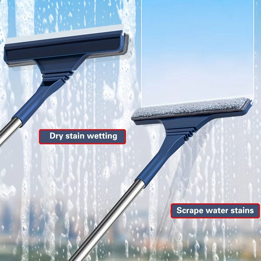 2in1 Window Screen Cleaning Brush With Telescopic Handle And DualSided Blade 1