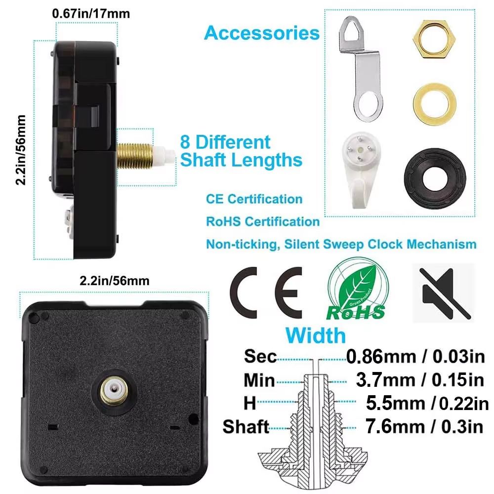 DIY Quartz Clock Movement Kit Silent Wall Clock Mechanism With Long Shaft 2