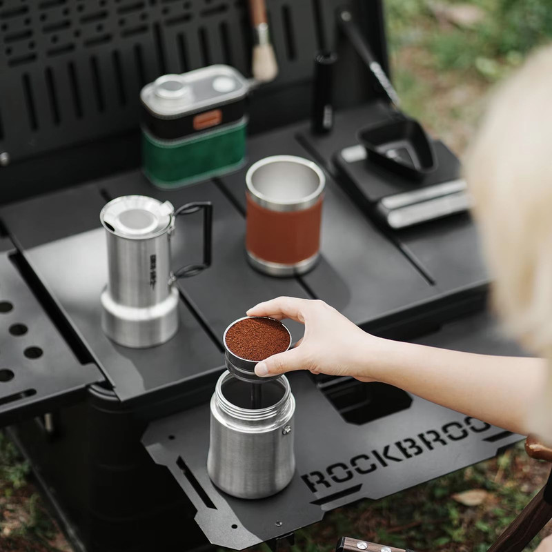 Stainless Steel Moka Pot Portable Espresso Coffee Maker With Foldable Handle 4