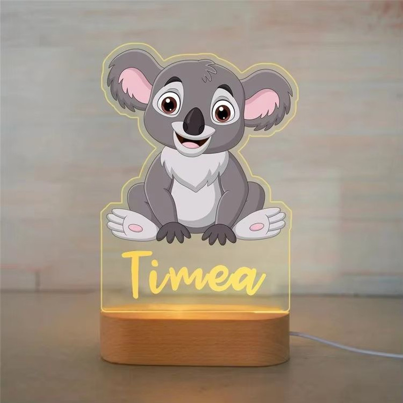 Personalized Childrens Night Light Custom Name Acrylic Animal Lamp For Baby Kids Bedroom Decorati 18