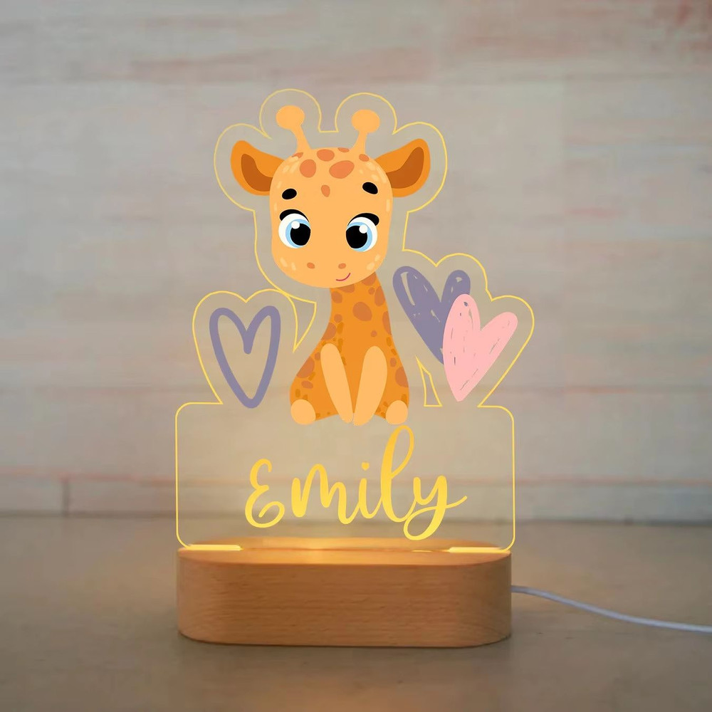 Personalized Childrens Night Light Custom Name Acrylic Animal Lamp For Baby Kids Bedroom Decorati 4