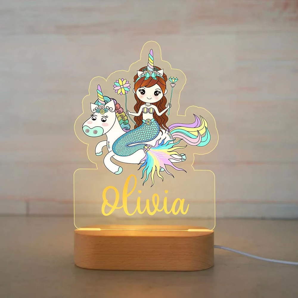 Personalized Childrens Night Light Custom Name Acrylic Animal Lamp For Baby Kids Bedroom Decorati 21