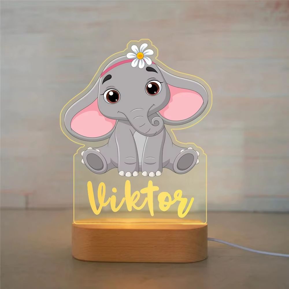 Personalized Childrens Night Light Custom Name Acrylic Animal Lamp For Baby Kids Bedroom Decorati 27