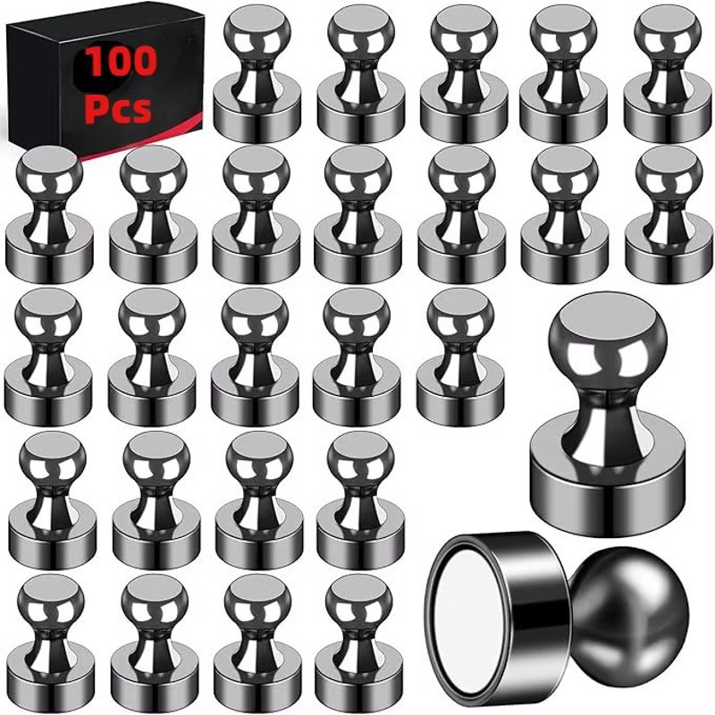 Black Neodymium Magnetic Push Pins Extra Strong Refrigerator Whiteboard Magnets For Office Kitche 11