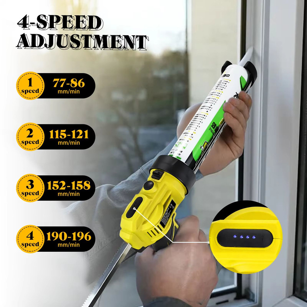 ProSeal Cordless Electric Caulking Gun  10oz300ml With 4 Speed Settings And LED Light Compatible Wi 1