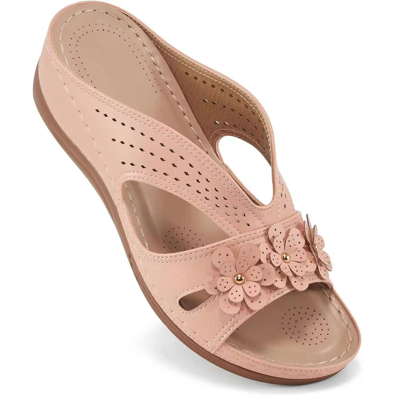 BloomStep Womens Wedge Sandals Flower Hollow Casual Slippers With NonSlip Sole 12