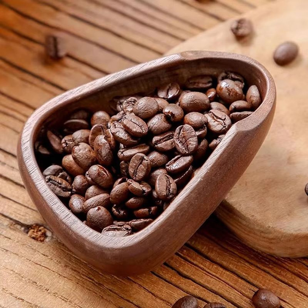 Walnut Coffee Bean Tray Wooden Measuring Scoop Espresso Dose Tea Separator Tool 1