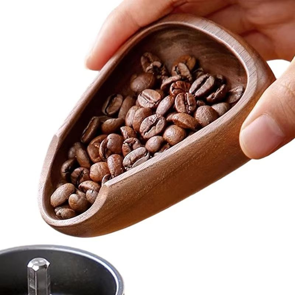 Walnut Coffee Bean Tray Wooden Measuring Scoop Espresso Dose Tea Separator Tool 2