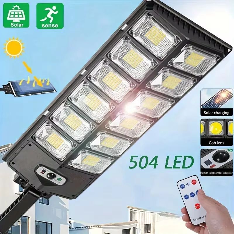 504 LED Solar Street Light UltraBright Outdoor Motion Sensor With Remote Control Waterproof Desig 1