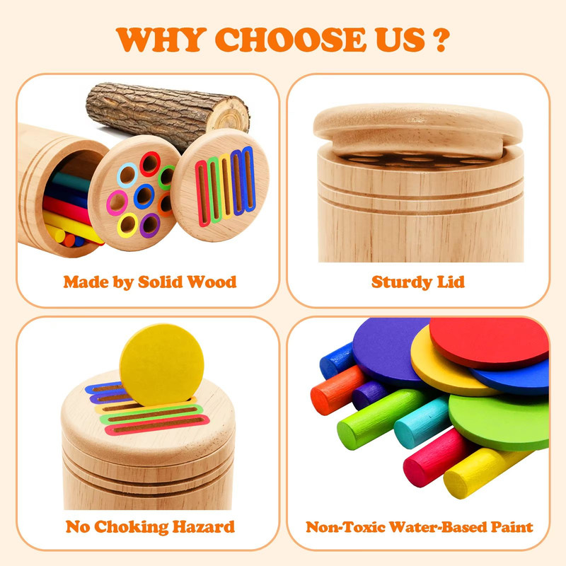 Montessori Wooden Color Sorting Shape Matching Toys Fine Motor Sensory Educational Puzzle For To 5