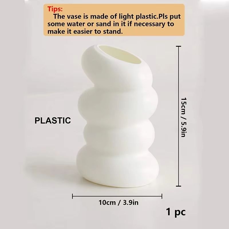 Nordic Spiral White Vase Modern Plastic Flower Arrangement Container 6