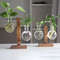 Creative Glass Bulb Vase With Wooden Stand Hydroponic Plant Container For Home Tabletop Decor 0
