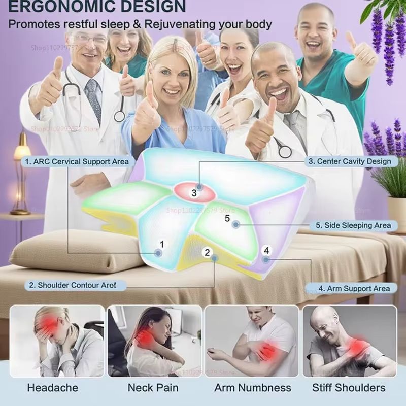 Memory Foam Cervical Pillow Orthopedic Neck Support For Side Back Sleepers 1