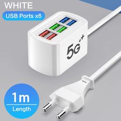 6-in-1 fast usb charger power strip – desktop charging station with 1m cord for home & office