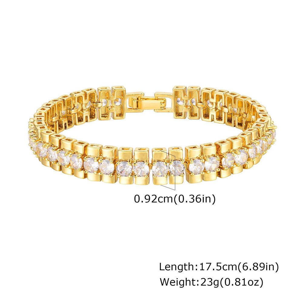 14K Gold Plated Paperclip Chain Bracelet Adjustable Cubic Zirconia Link Jewelry For Women 6