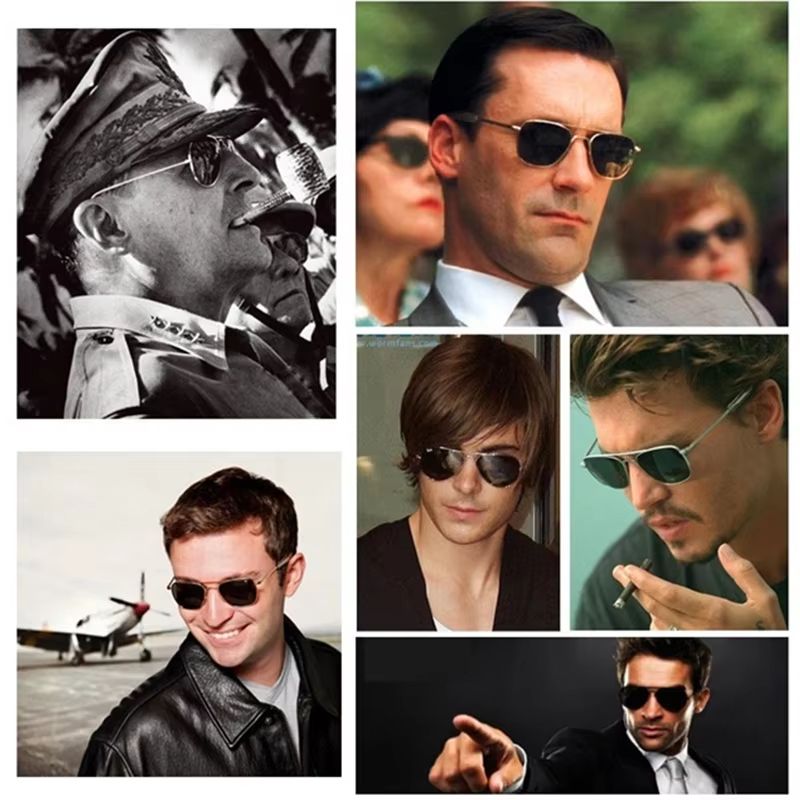 Classic Aviation Sunglasses For Men MilitaryInspired Optical Glass Lens Shades 1
