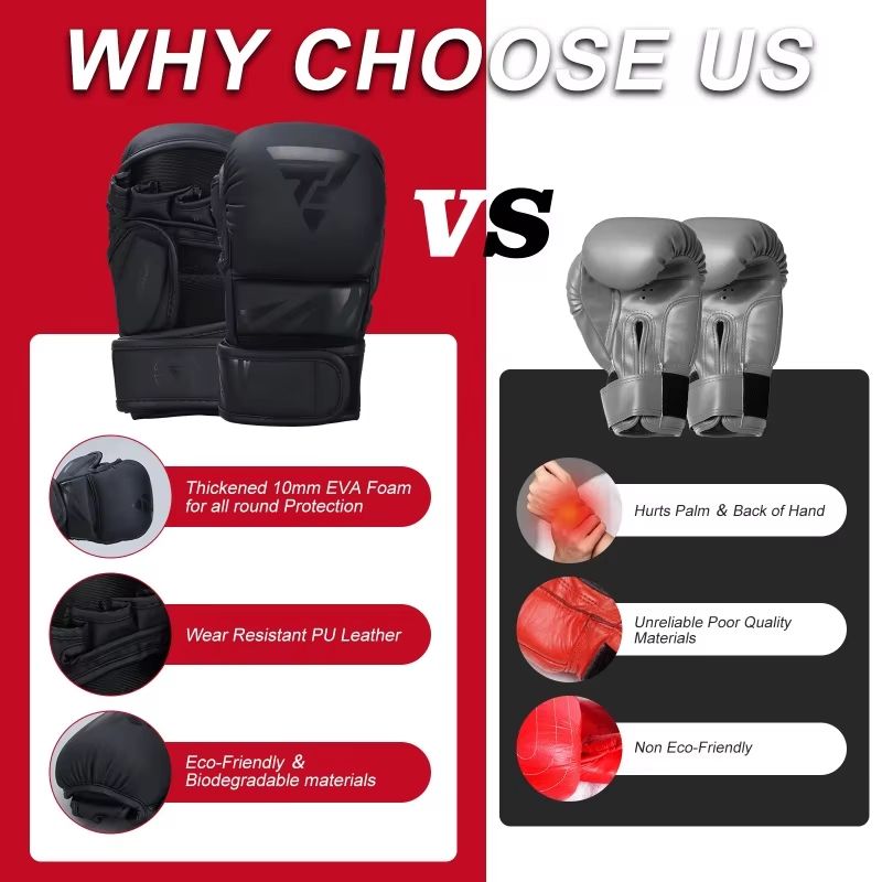 Professional PU Leather MMA Boxing Gloves Durable Training Gloves For Muay Thai Karate Martial Ar 3