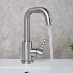 304 stainless steel bathroom basin faucet – 360° rotating hot and cold mixer tap with single handle