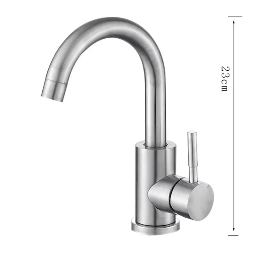 304 Stainless Steel Bathroom Basin Faucet 360 Rotating Hot And Cold Mixer Tap With Single Handle 4