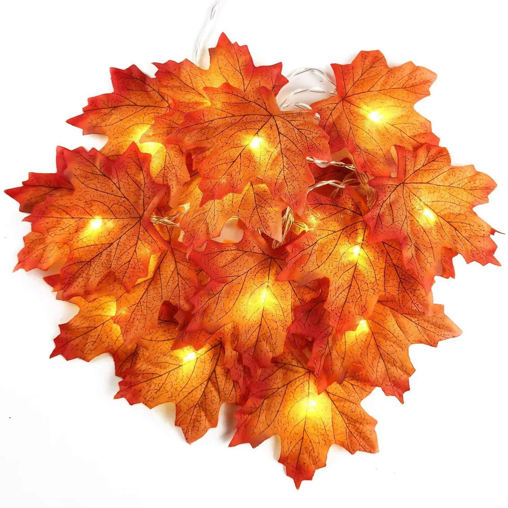 LED Maple Leaf String Lights 2M3M6M Artificial Leaf Garland Lantern For Christmas Halloween Home 2