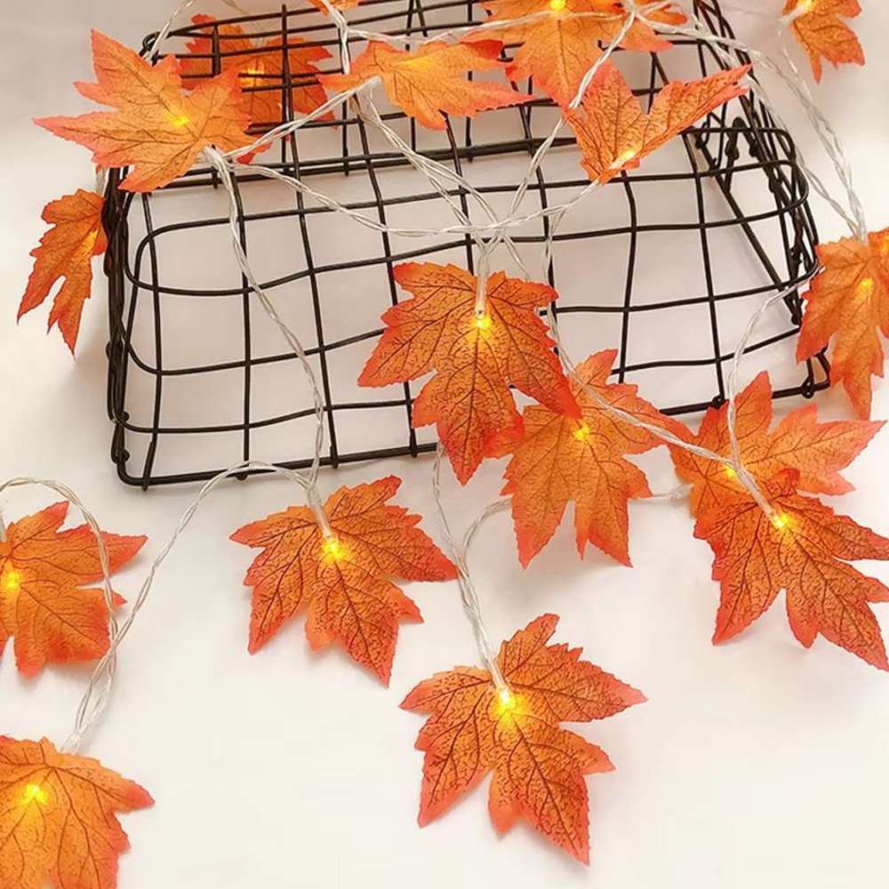 LED Maple Leaf String Lights 2M3M6M Artificial Leaf Garland Lantern For Christmas Halloween Home 4