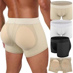men's removable buttocks body shaper shorts – hip lift boxer briefs with breathable, quick-drying support