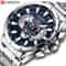 CURREN Mens Chronograph Watch Stainless Steel Sport Wristwatch With Big Dial Luminous Hands 0