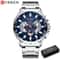 CURREN Mens Chronograph Watch Stainless Steel Sport Wristwatch With Big Dial Luminous Hands 7