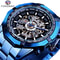 Forsining Luxury Skeleton Watch Stainless Steel Mechanical Mens Wristwatch With Waterproof Sport D 12