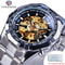 Forsining Luxury Skeleton Watch Stainless Steel Mechanical Mens Wristwatch With Waterproof Sport D 8