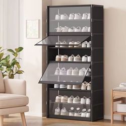 multi-layer shoe storage cabinet – dustproof shoe rack organizer with clear lid & space-saving design