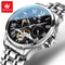 OLEVS 7013 Luxury Automatic Mechanical Watch For Men Moon Phase Skeleton Flywheel Waterproof 9