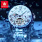 OLEVS 7013 Luxury Automatic Mechanical Watch For Men Moon Phase Skeleton Flywheel Waterproof 4