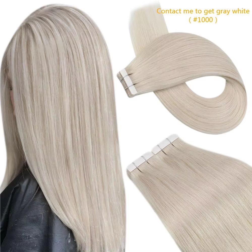Ugeat TapeIn Hair Extensions  100 Real Brazilian Remy Human Hair Seamless Skin Weft For Natural Str 5