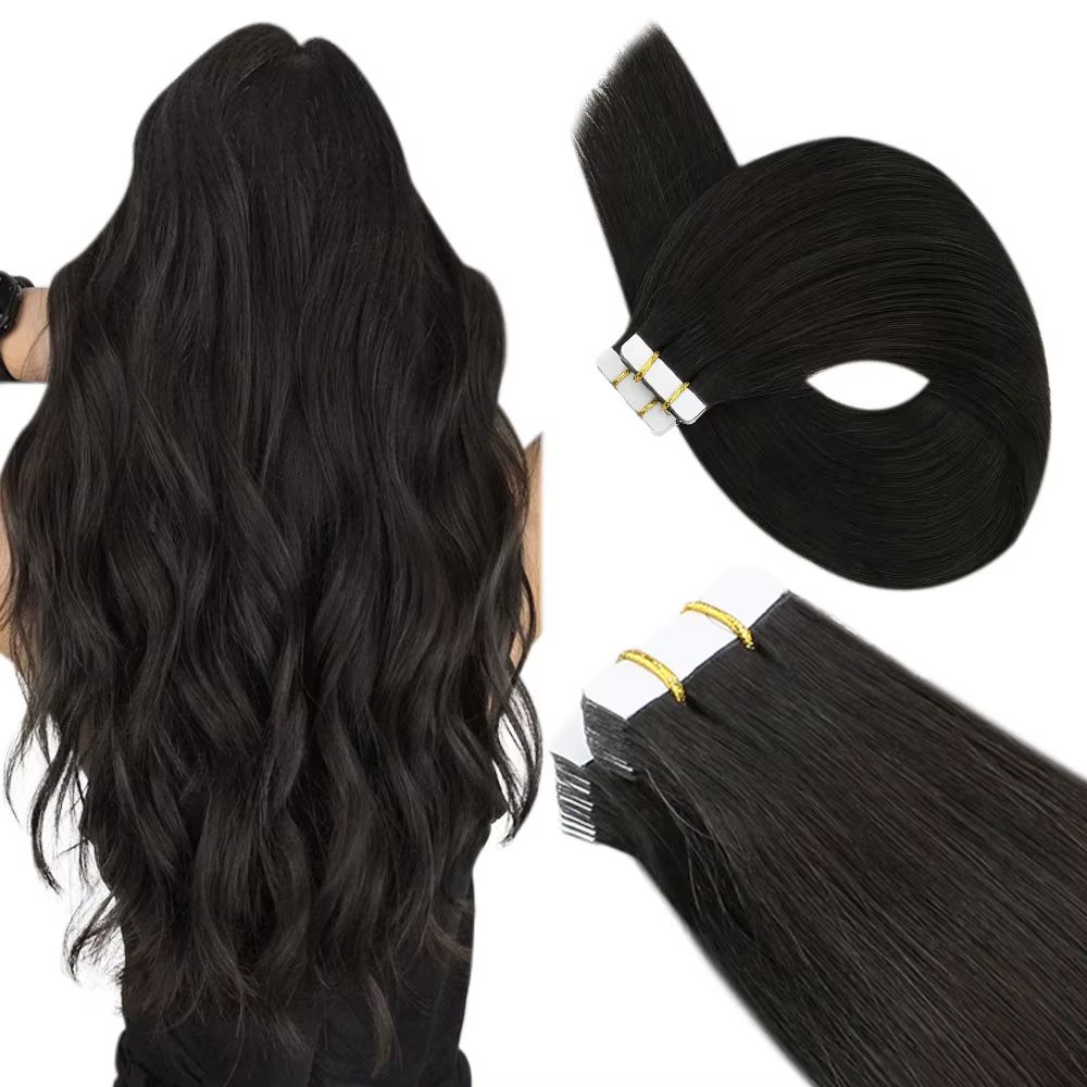 Ugeat TapeIn Hair Extensions  100 Real Brazilian Remy Human Hair Seamless Skin Weft For Natural Str 6